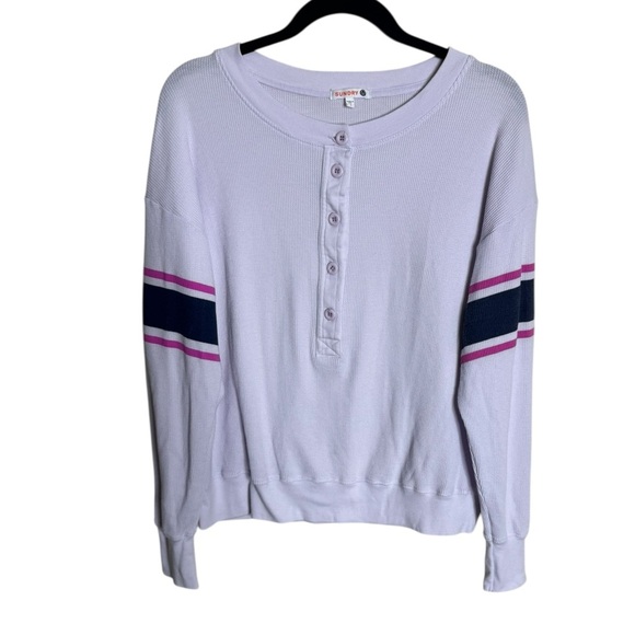 Sundry Thermal Boxy Waffleknit Henley Top in Light Purple 90s size Small - Picture 1 of 5